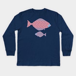 SALISH SEA FLOUNDER Mom and Baby Cute Undersea Ocean Fish - UnBlink Studio by Jackie Tahara Kids Long Sleeve T-Shirt